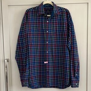 Paul & Shark Blue Red Green Plaid Shirt